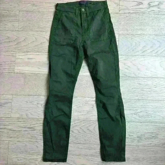 Jen7 by 7 For All Mankind Military Ankle Skinny Pants Olive - Picture 1 of 2